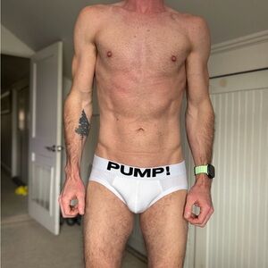 Pump! Men's White Briefs Mesh Back